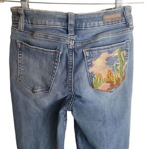 Miss Me Light Blue Boot Cut Jeans with Cactus Embroidery